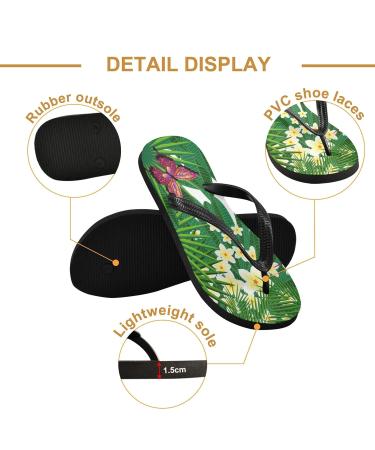 Mnsruu Tropical Flip-Flops | Colorful Flowers Birds & Butterflies | Perfect for Home Hotel Spa & Travel | Unisex Comfort - Buy Online on GoSupps.com
