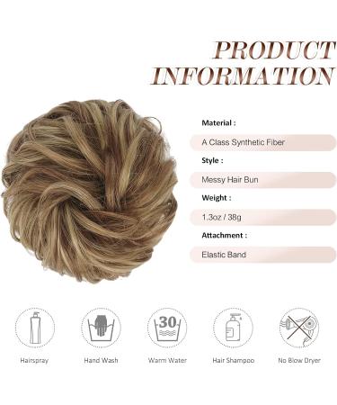 FESHFEN Messy Bun Hair Piece Scrunchie Updo Hair Extension in Brown & Blonde - 38g - Buy Online on GoSupps.com