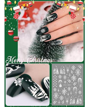 Kalolary 7PCS Christmas Adhesive Nail Art Sticker - 5D Stereoscopic Embossed Snowflake Designs for Women & Girls - Nail Decoration Kit - Buy Online on GoSupps.com