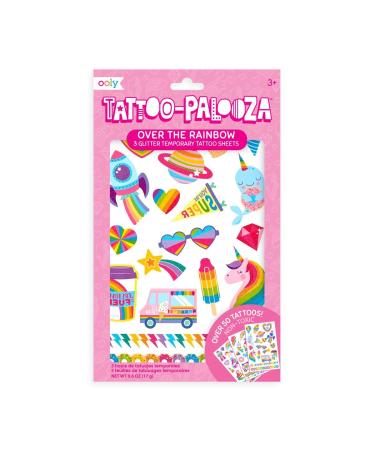 OOLY, Tattoo Palooza Skin-Friendly and Non-Toxic Temporary Tattoo for Kids - Over The Rainbow, 3 Sheets