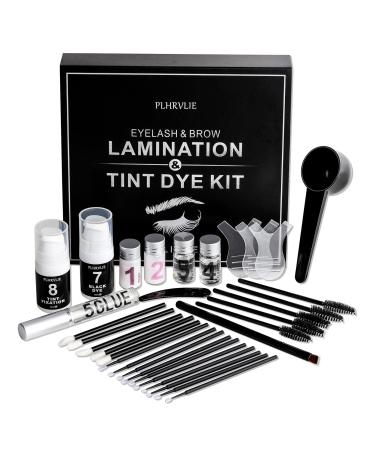 Lash Lift and Tint Kit  Brow Lamination and Tint Kit  Reddhoon 4 in 1 Eyebrow and Eyelash Perm Kit with Black Dye  Long-lasting for 6-8 Weeks  Safe & Easy to Use at Home Salon