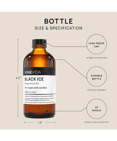 VINEVIDA 4oz Black Ice Fragrance Oil for Soap and Candle Making - Perfume Oils for Soy Candles, Linen Spray, Car Freshies, and More | 4 Fl Oz Pack of 1 - Buy Online on GoSupps.com