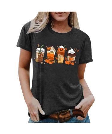 Yihaojia Plus Size Shirts Women Fall T-Shirt Family Halloween Thanksgiving Tops Cute Autumn Thankful Pumpkin Graphic Tees Black#2 4X-Large