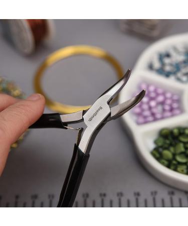 Beadsmith Bent Chain Nose Pliers - 4.5 with Extra Fine Tips and PVC Grip Handle - Ideal Jewelry Making Tool for Bracelets, Earrings, and Necklaces - Buy Online on GoSupps.com