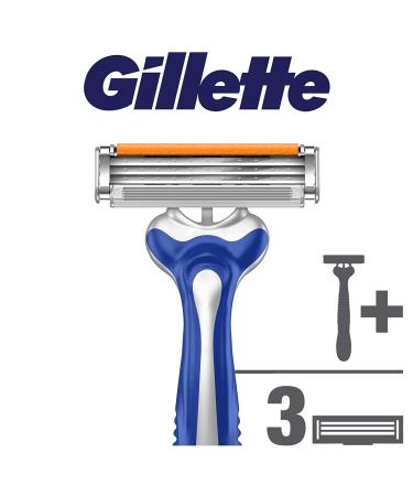 Gillette Sensor Excel Men's Razor + 3 Refill Blades - Self-Adjusting Twin Razor Blades - Buy Online on GoSupps.com