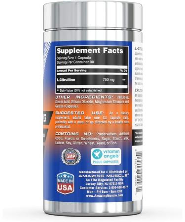 L-Citrulline 750 Mg - 90 Capsules for Enhanced Performance Recovery & Protein Support - Boost Athletic Endurance & Detoxify Muscles - Buy Online on GoSupps.com