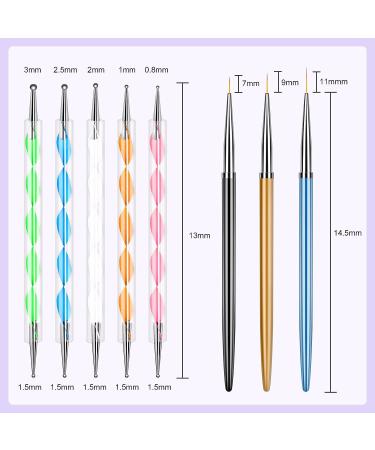 Saviland 8PCS Dotting Pen with Nail Art Liner Brush Set - Manicure Starter Kit for Nail Salon and Home DIY - Buy Online on GoSupps.com
