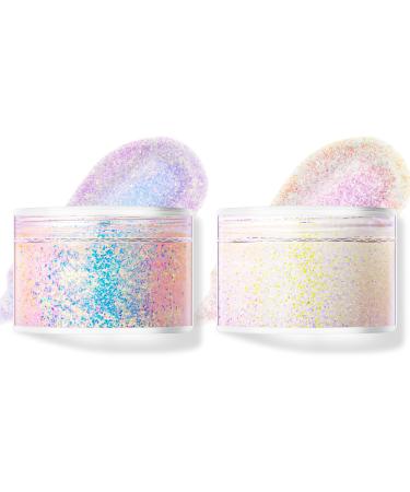 Lophe body glitter gel 2pcs glitter face body glitter sequin body lotion glitter liquid eyeshadow safe and non -toxic mermaid sehmettes for face hair nails halloween (white/purple) - Buy Online on GoSupps.com
