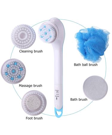 Matefielduk Electric Bathing Brush - 5 in 1 Back Shower Scrubber with Long Handle & Silicone Massager for Men & Women | International Shipping - Buy Online on GoSupps.com