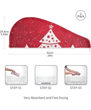 Hair Drying Cloth Set - Red Microfiber Hair Towels for Women | Quick Drying Hair Turban with Buttons - 2 Pieces | Perfect for Christmas Gifts - Buy Online on GoSupps.com