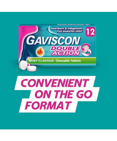 Gaviscon Double Action Tablets for Heartburn and Indigestion Mint Chewable Multipack of 5 x 12 Tablets Total 60 Tablets - Buy Online on GoSupps.com