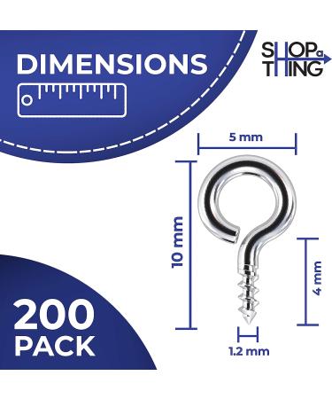 200 Pcs Silver 10x5mm Screw Eye Hooks for Woodworking, Jewelry Making, Arts & Crafts - Anti-Rust Heavy Duty Metal Eyelet Screws - Buy Online on GoSupps.com