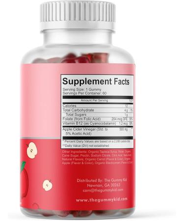 Apple Cider Vinegar Gummy for Kids - Immunity & Health Support with Folic Acid & Vitamin B12 | 60 Day Supply - Buy Online on GoSupps.com