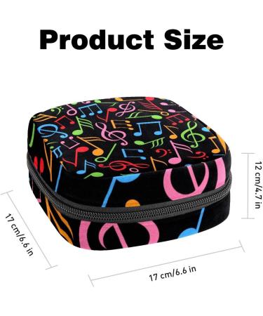 Colorful Music Notes Menstrual Bag - Zippered Pouch for Tampons & Ladies Napkins | Stylish Collector Bag for Women & Girls - Buy Online on GoSupps.com