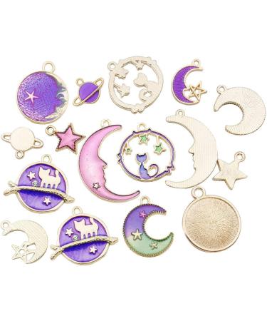 24-Piece Assorted Gold Plated Celestial Cat Charms for DIY Jewelry Making - Purple Enamel Earrings Necklace Bracelet Crafting (M582) - Buy Online on GoSupps.com