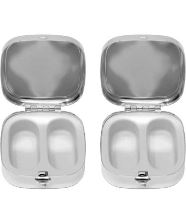 Dual-Compartment Square Pocket Purse Pill Box Set - Silver Classic Organizer for On-the-Go - Buy Online on GoSupps.com