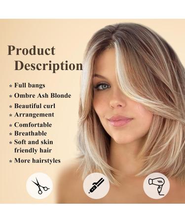 Shop Emmor Ashblonde Wigs with Curtain Bangs | Shoulder-Length Heat-Resistant Synthetic Wigs for Natural Everyday Use - Buy Online on GoSupps.com