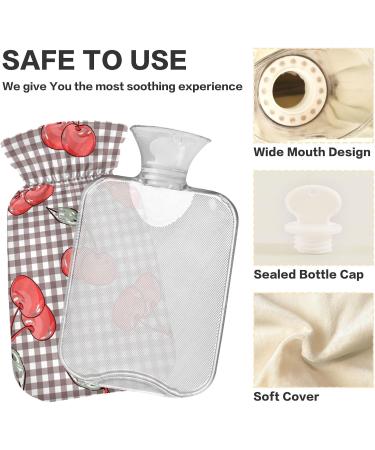 Naanle Plaid Cherry Hot Water Bottle - 1L Transparent Heat Bottle for Hand Warmer & Pain Relief Therapy - Ideal for Cold & Hot Treatment - Buy Online on GoSupps.com
