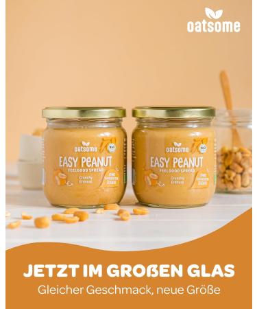 Oatsome 2 Set Easy Peanut Spread 380g | Vegan & Natural | Healthy Crunchy Nut Butter | No Added Sugar | Bio | Perfect for Breakfast | International Shipping Available - Buy Online on GoSupps.com