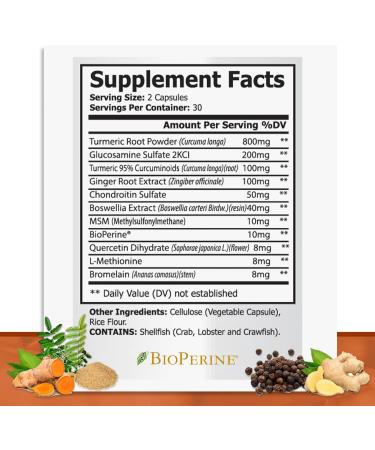 Turmeric Curcumin with Black Pepper & Ginger - Joint Support Supplement 60 Count - Buy Online on GoSupps.com