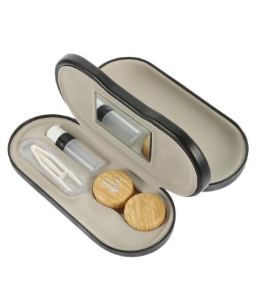 Sewoart 1 set of glasses case with double usage purpose glasses showcase colored contact lenses glasses contact box for glasses travel size mirror box PU leather travel as shown 4 15.8x7.4cm