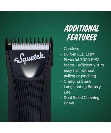 Dr. Squatch Groin Guardian Electric Trimmer - Cordless Body Hair Trimmer with Squatch-Shield Technology & LED Light | Premium Grooming for Men - Buy Online on GoSupps.com