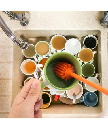 Silicone Bottle Cleaning Brush with Long Handle - 2 Pack Orange | Ideal for Baby Bottles, Hydro Flask, Sports Bottles, Vases and Glassware | 12.5 inch Water Bottle Cleaner for Smaller Diameter - Buy Online on GoSupps.com