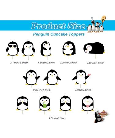 24 Pcs Penguin Cupcake Toppers - Penguin Birthday Party Supplies Penguin Party Decorations Mixed Shaped Penguin Cake Toppers for Wedding boys girls Birthday Party Baby Shower - Buy Online on GoSupps.com