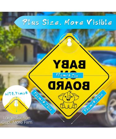 Bewudy 2 PCS Baby on Board Car Warning Sign - Elephant Design | Reusable Baby in Car Sticker with Suction Cups - Buy Online on GoSupps.com