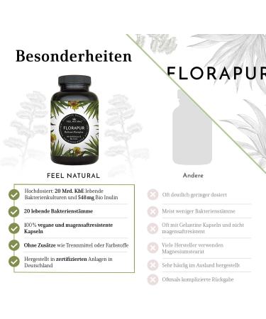 Florapur Cultures Complex - 20 Billion Probiotic Capsules with Organic Inulin | Vegan & Lab Tested for Optimal Gut Health - Buy Online on GoSupps.com