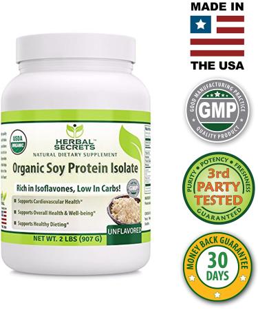 Herbal Secrets Organic Soy Protein Isolate 2lbs - Non-GMO, Unflavoured | Supports Cardiovascular Health and Overall Well-being | Promotes Healthy Dieting - Buy Online on GoSupps.com
