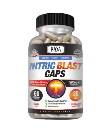 Kaya Naturals - Nitric Blast Potent All-Natural Herbal Supplement for Maximum Health Benefits | Pre-Workout | Increased Energy | Improved Nighttime Performance | - 60 Capsules