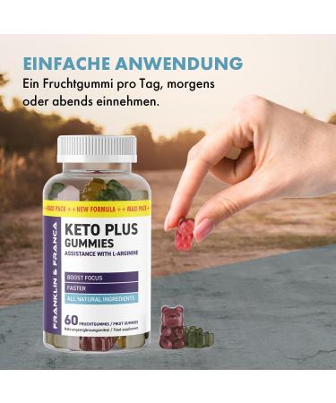 Keto Plus Gummies with L-Arginine Boost Focus & Energy | 60 Fruit Gums for Enhanced Wellness - Buy Online on GoSupps.com