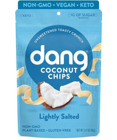 Dang Keto Toasted Coconut Chips | Lightly Salted Unsweetened | 1 Pack | Keto Certified, Vegan, Gluten Free, Paleo Friendly, Non GMO, Healthy Snacks Made with Whole Foods | 3.17 Oz Resealable Bags Lightly Salted, Unsweetened 3.17 Ounce (Pack of 1)