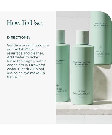 Marini SkinSolutions Bioglycolic Oily Skin Cleansing Gel - Glycolic Acid Face Cleanser for Extremely Oily/Problem-Prone Skin - Cruelty Free - Made in the USA - 6 fl oz - Buy Online on GoSupps.com