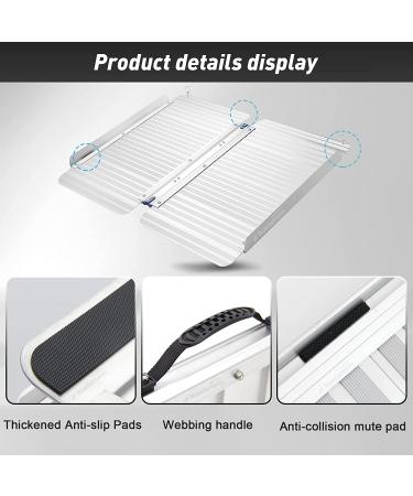 Ruedamann Aluminum Folding Threshold Ramp 600lb Capacity | Anti-Skid Pad | Webbing Handle | for Wheelchairs, Steps, Curbs | 36L x 28.7W - Buy Online on GoSupps.com