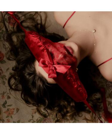 Beautiful Bow Blindfold Lace Red Black See-Through Veil Soft Eye Mask Accessories - Black - Buy Online on GoSupps.com