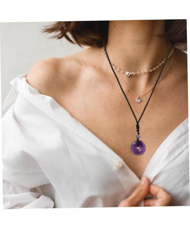 Minkissy Healing Crystal Necklace with Safety Buckle - Amethyst & Cotton Thread Jewelry for Men & Women - International Shipping Available - Buy Online on GoSupps.com