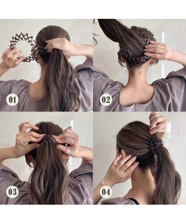 Asalinao Ponytail Hair Needle & Curling Iron - Retro Leopard Bird Nest Hair Clip for All Hair Types | Shop Stylish Ponytail Curls (Coffee) - Buy Online on GoSupps.com