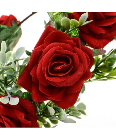 Vividsun Women Flower Crown Floral Headpiece | Red Wedding Hair Wreath - Buy Online on GoSupps.com