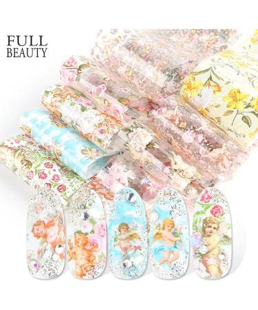 Angel Nail Foil Transfer Stickers Flower Nail Films Nail Stickers Decals Holographic Starry Foil Adhesive - Buy Online on GoSupps.com