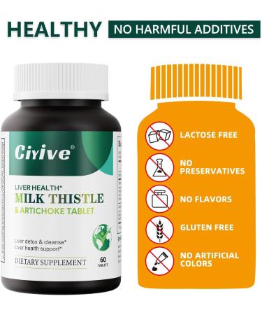 Ciyive Liver Health Supplement containing Milk Thistle Artichoke Turmeric and Dandelion extracts 60 Tablets per Pack. - Buy Online on GoSupps.com