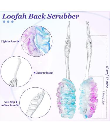 10-Piece Loofah Back Scrubber Set with Long Handle Brush - Exfoliating Shower Poufs for Men and Women - Buy Online on GoSupps.com