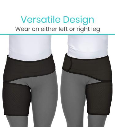Vive Groin and Hip Brace - Compression Support for Sciatica, Nerve Pain Relief, and Muscle Recovery - Black, 48-58 - Buy Online on GoSupps.com