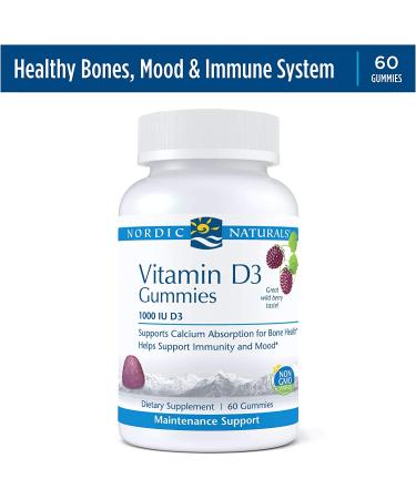 Nordic Naturals Vitamin D3 1000 IU Gummies - Wild Berry Flavor | 60 Count - Buy Online on GoSupps.com