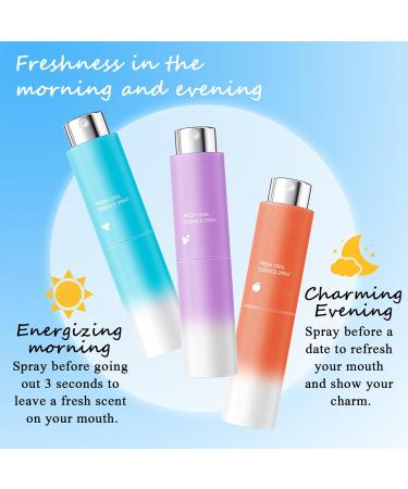 3PCS Breath Fresheners Peach Grape Mint Flavors Fresh Breath Spray for Oral Care Travel Size Mouth Rinse Fresheners Refreshing Mini Mouth Sprays for Carrying Around - Buy Online on GoSupps.com