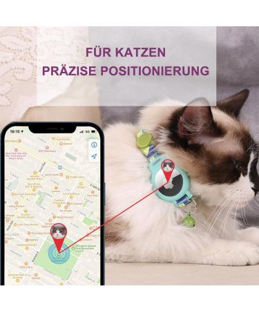 Mouyou Airtag Cat Neck Band - Adjustable Soft Nylon Collar with Bell & Safety Clasp | Blue Lemon Pattern - Fits 22-34cm - Buy Online on GoSupps.com