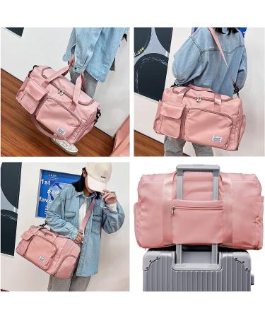 Suruid Travel Duffel Bag with Shoes Compartment - Pink Gym Bag for Men and Women - Buy Online on GoSupps.com
