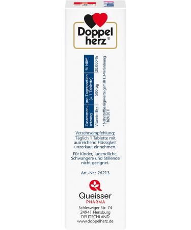 Doppelherz Vitamin B12 500 - High Dose Vegan Tablets 500 g - 120 Mini Tablets for Energy & Immunity - Buy Online on GoSupps.com