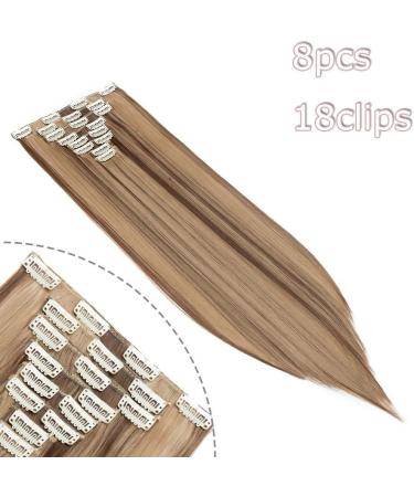 26 Clip in Hair Extensions #Ash&Dark Blond - Synthetic 8pcs Long Straight Hairpiece for Full Head - 26 Inch #Ash&Dark Blond - Buy Online on GoSupps.com
